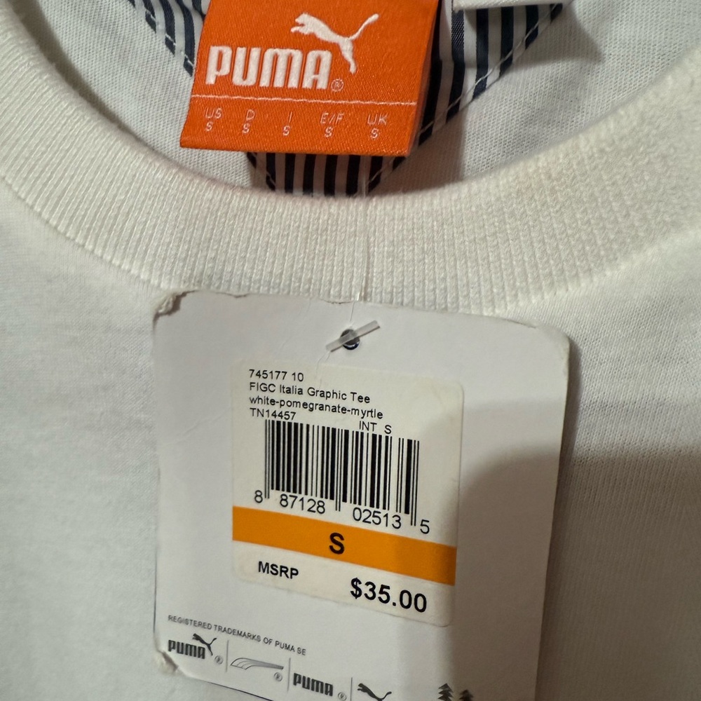 Puma Italia Graphic Tee – White/Pomegranate – Size S – NWT - Picture 2 of 9